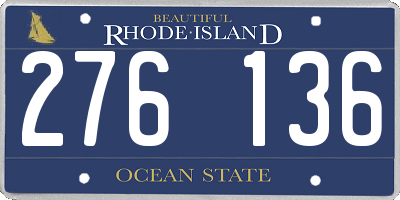 RI license plate 276136
