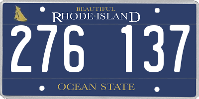 RI license plate 276137
