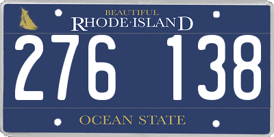 RI license plate 276138