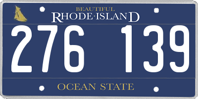RI license plate 276139