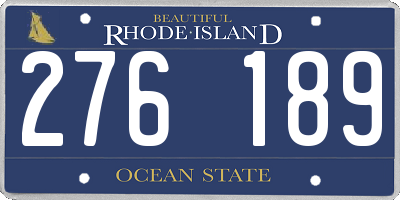 RI license plate 276189