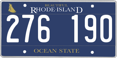 RI license plate 276190