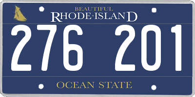 RI license plate 276201