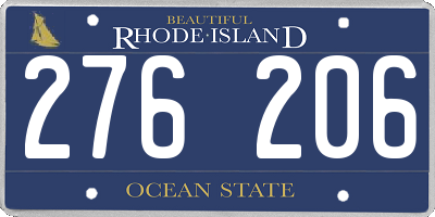 RI license plate 276206