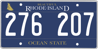 RI license plate 276207