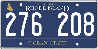 RI license plate 276208