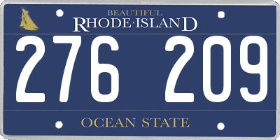 RI license plate 276209
