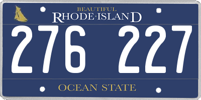 RI license plate 276227