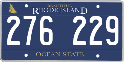 RI license plate 276229