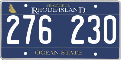 RI license plate 276230