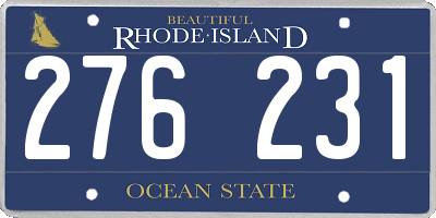 RI license plate 276231