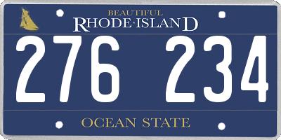 RI license plate 276234