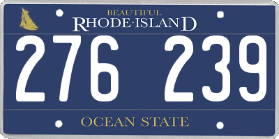 RI license plate 276239