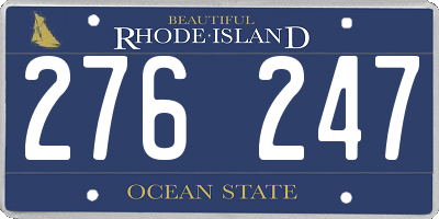 RI license plate 276247