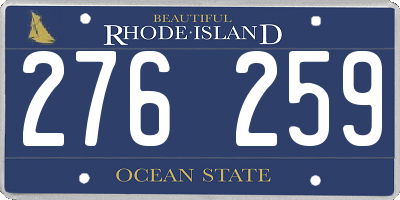 RI license plate 276259