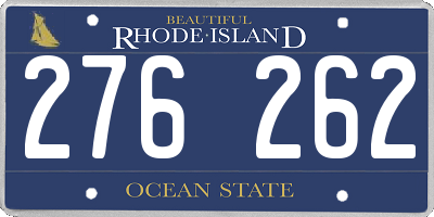 RI license plate 276262