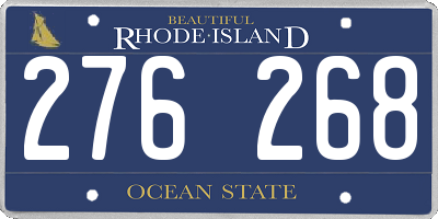 RI license plate 276268