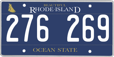 RI license plate 276269