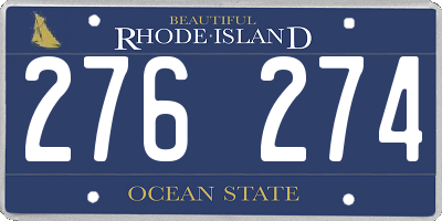 RI license plate 276274