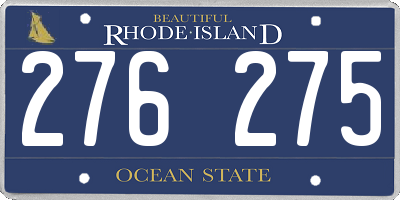 RI license plate 276275