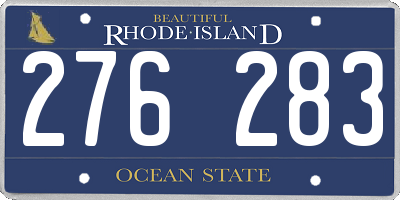 RI license plate 276283