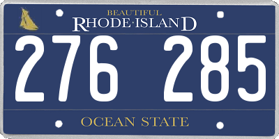 RI license plate 276285