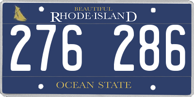 RI license plate 276286