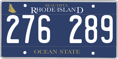 RI license plate 276289