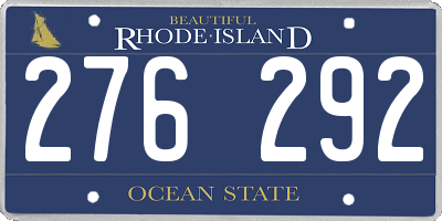 RI license plate 276292
