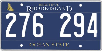 RI license plate 276294