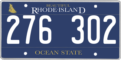 RI license plate 276302