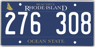RI license plate 276308