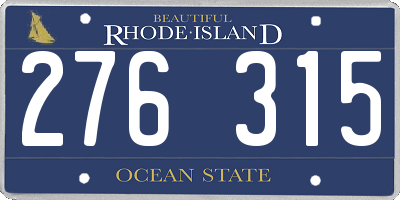 RI license plate 276315