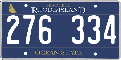 RI license plate 276334