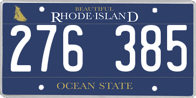 RI license plate 276385