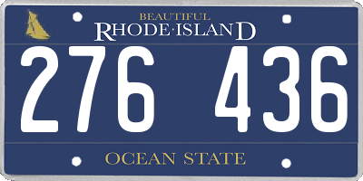 RI license plate 276436