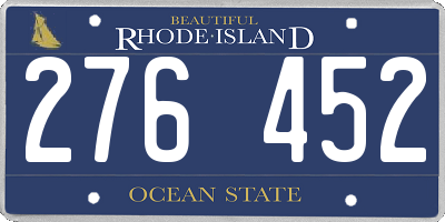 RI license plate 276452