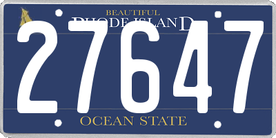 RI license plate 27647