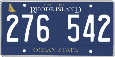 RI license plate 276542