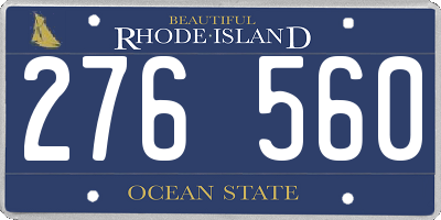 RI license plate 276560
