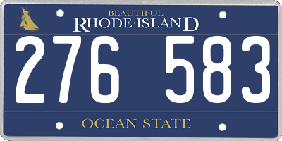 RI license plate 276583