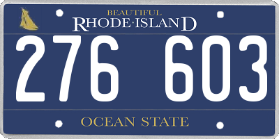 RI license plate 276603