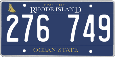 RI license plate 276749