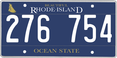 RI license plate 276754