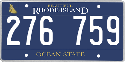 RI license plate 276759