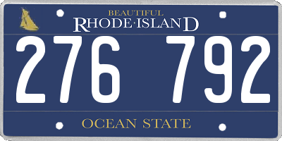 RI license plate 276792