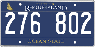RI license plate 276802