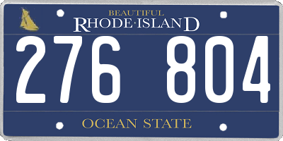 RI license plate 276804