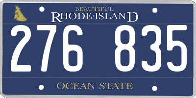 RI license plate 276835