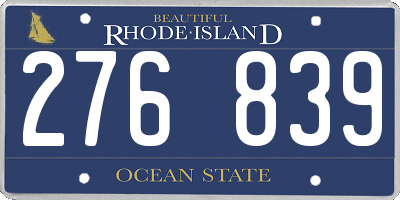 RI license plate 276839